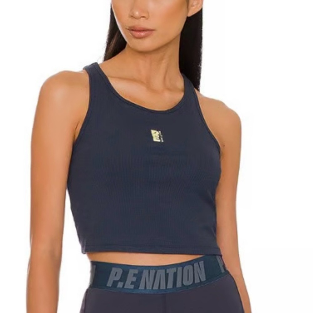 P.E Nation Backcheck Ribbed Tank Top in Midnight Navy Women’s Size L
